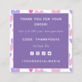 Roze en Paarse Vibrant Fun Valentijnsdag Hartelijk Vierkante Visitekaartje (Achterkant)