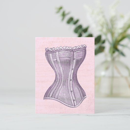 Roze en Paarse Victoriaans Corset  Stijl Kaart (Staand voorkant)
