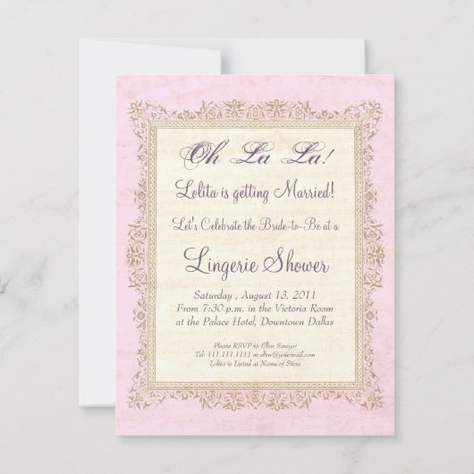 Roze en Paarse Victoriaans Corset  Stijl Kaart (Achterkant)