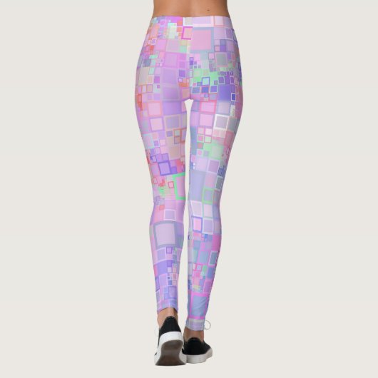 Roze en Paarse vierkantjes Leggings (Achterkant)
