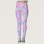 Roze en Paarse vierkantjes Leggings (Voorkant)