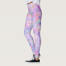 Roze en Paarse vierkantjes Leggings