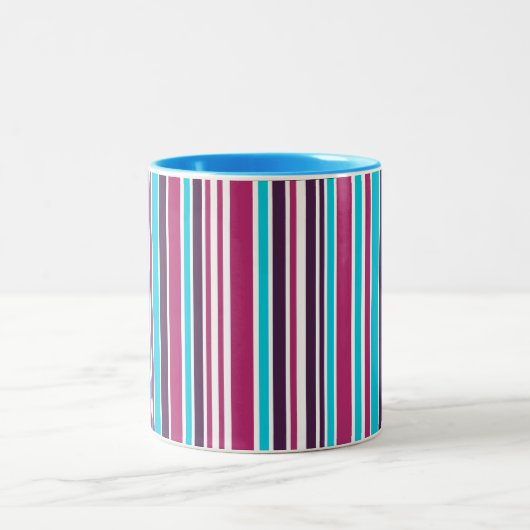 Roze en Paarse Violet Striped Two-Tone Koffee Mok (Center)