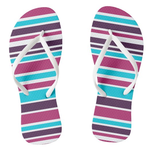 Roze en Paarse violette strips Teenslippers (Voetbed)