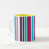 Roze en Paarse violette strips Tweekleurige Koffiemok (Voorkant links)