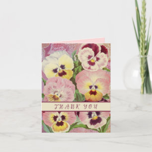 Roze en paarse viooltjes Vintage bedankkaartjes Bedankkaart