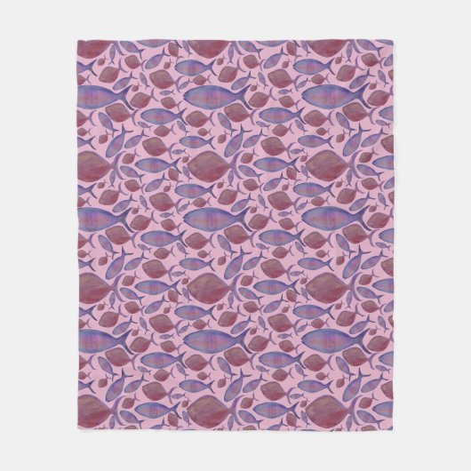 Roze en Paarse visdeken Fleece Deken (Voorkant)