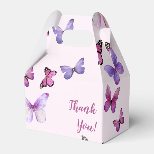 Roze en Paarse vlinder Baby shower Dank u Bedankdoosjes (Voorkant Zijde)