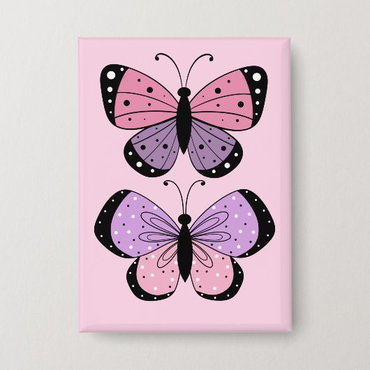 Roze en paarse vlinder button (Voorkant)
