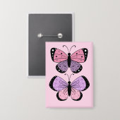 Roze en paarse vlinder button (Voorkant / Achterkant)