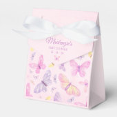 Roze en Paarse Vlinder Custom Baby shower Bedankdoosjes (Voorkant Zijde)