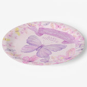 Roze en Paarse Vlinder Custom Baby shower Papieren Bordje (Gekanteld)