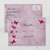 roze en paarse  vlinder Dank u Briefkaart (Voorkant / Achterkant)