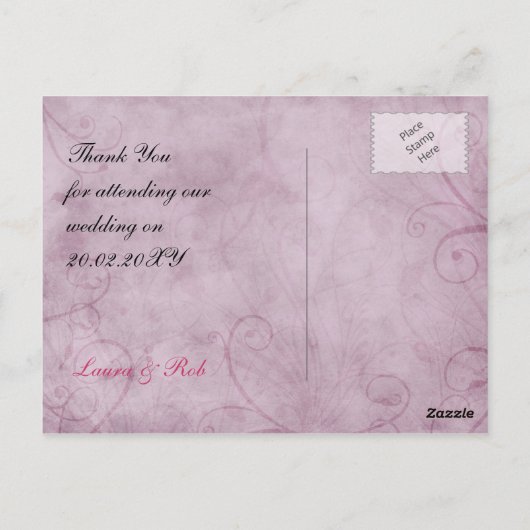 roze en paarse vlinder Dank u Briefkaart (Achterkant)