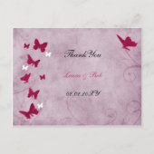 roze en paarse vlinder Dank u Briefkaart (Voorkant)
