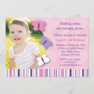 Roze en Paarse vlinder Fotodag uitnodiging