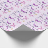 Roze en Paarse Vlinder Kinderverjaardag Cadeaupapier (Hoek)