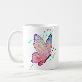 Roze en Paarse vlinder Koffiemok