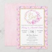 Roze en Paarse Vlinder Meisjes Baby shower Kaart (Voorkant / Achterkant)