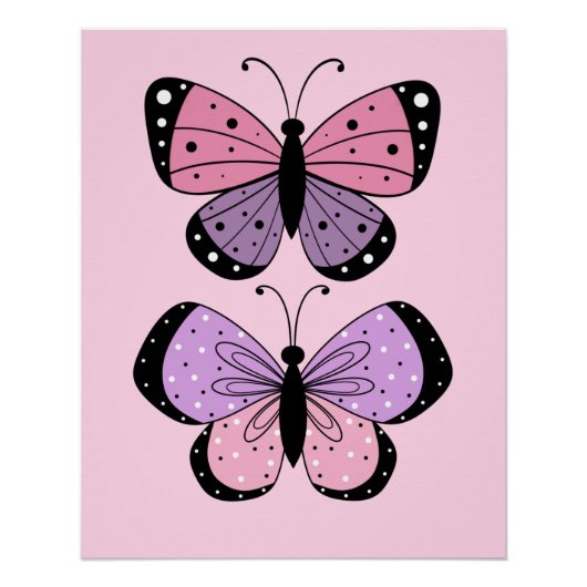 Roze en paarse vlinder  perfect poster (Voorkant)