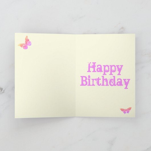 Roze en Paarse vlinder Pop Art Sarah Name Feestdagen Kaart (Binnen)