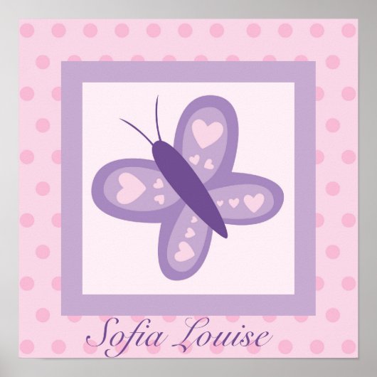 Roze en Paarse Vlinder Poster (Voorkant)