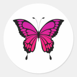 Roze en paarse vlinder ronde sticker