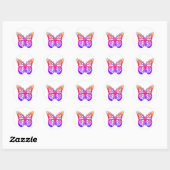 Roze en Paarse vlinder Ronde Sticker (Vel)