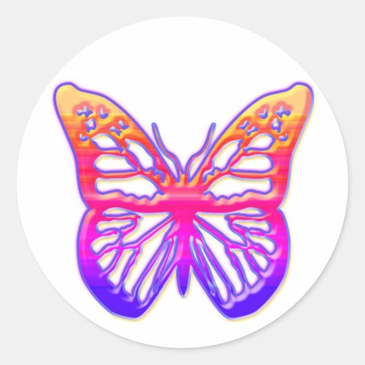 Roze en Paarse vlinder Ronde Sticker (Voorkant)