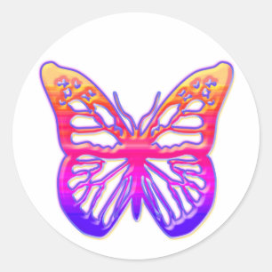 Roze en Paarse vlinder Ronde Sticker