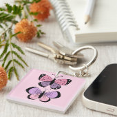 Roze en paarse vlinder sleutelhanger (Voorkant Rechts)