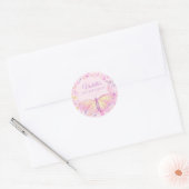 Roze en Paarse Vlinder Verjaardagsfeestje Ronde Sticker (Envelop)