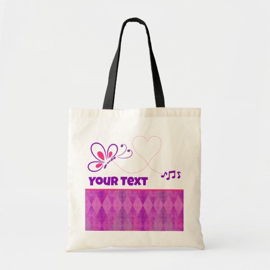 Roze en Paarse Vlinderhart Aangepast Tote Bag (Voorkant)