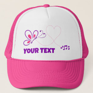 Roze en Paarse Vlinderhart Aangepast Trucker Pet