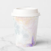 Roze en Paarse vlinderpapier cup Papieren Bekers (Achterkant)