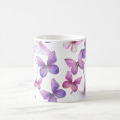 Roze en Paarse Vlinders Aangepast Monogram Koffiemok (Center)