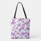Roze en Paarse Vlinders Aangepast Monogram Tote Bag (Achterkant)