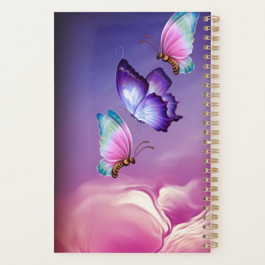 Roze en paarse vlinders klein planner (Achterkant)