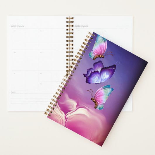 Roze en paarse vlinders klein planner (Display)