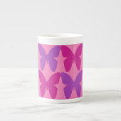 Roze en paarse vlinders porselein kop (Voorkant)