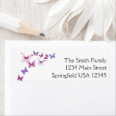 Roze en paarse vlinders retour adreslabel etiket (Insitu)