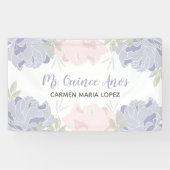 Roze en Paarse volken Quinceanera Partij Spandoek (Horizontaal)