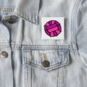 Roze en Paarse volleybal Vierkante Button 5,1 Cm (In situ)