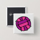Roze en Paarse volleybal Vierkante Button 5,1 Cm (Voorkant /achterkant)