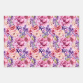 ROZE EN PAARSE VOORJAARSBLOEMEN INPAKPAPIER VEL (Voorkant)