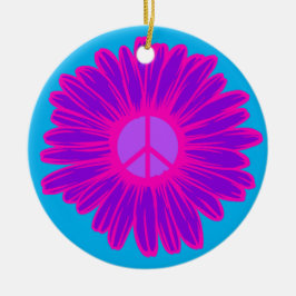 Roze En Paarse Vredesmargriet Keramisch Ornament
