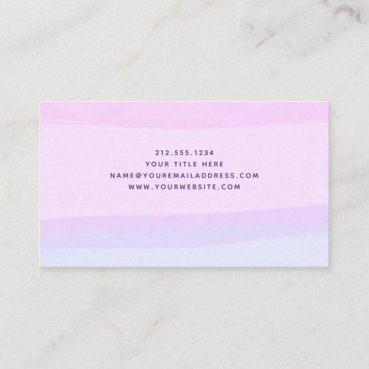 Roze en Paarse Waterverf Abstracte strepen Visitekaartje (Achterkant)