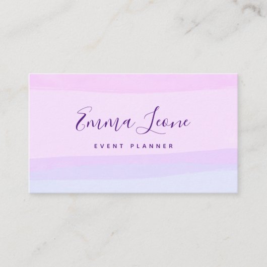 Roze en Paarse Waterverf Abstracte strepen Visitekaartje (Voorkant)