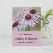Roze en Paarse Waterverf Birthday Floral Kaart (Staand voorkant)