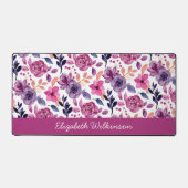 Roze en paarse waterverf bloeit vrouwelijk naam bureaumat (Voorkant)